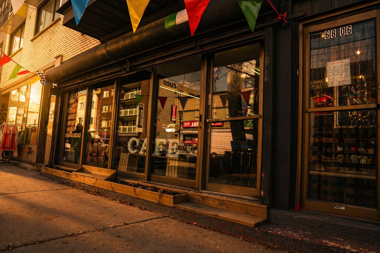 Devanture du Café Sportivo, boulevard Saint-Laurent
